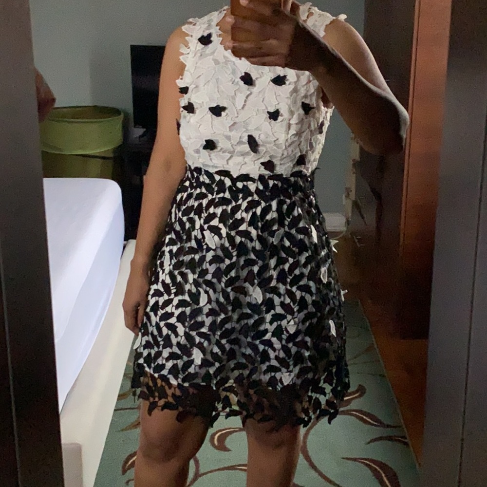 Ark & Co Black and White Cutwork Dress M